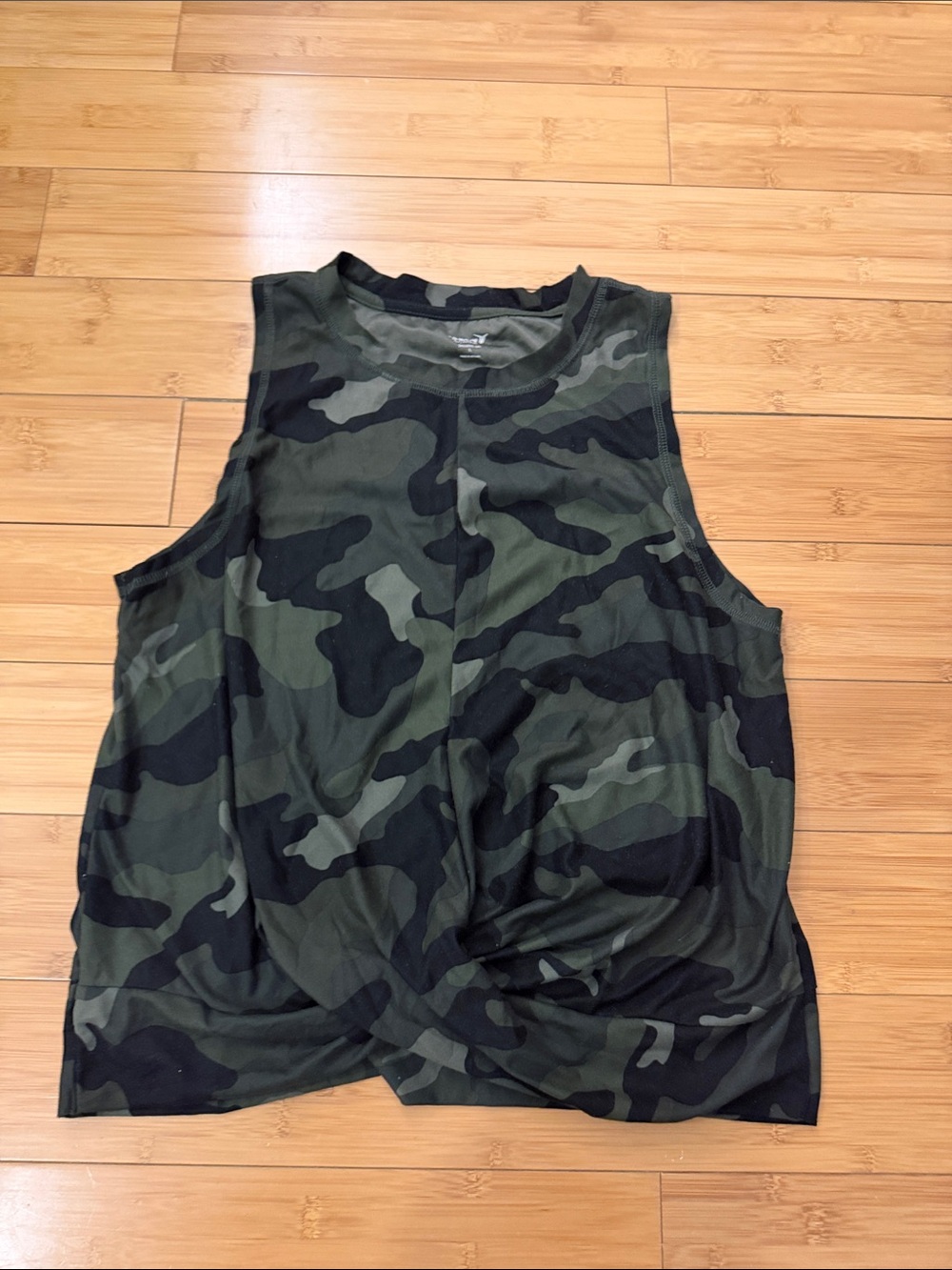 Old Navy Camo Twist-Front Muscle Tee - Green/Black
